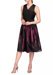 Kay Unger New York Ellis Floral Jacquard Organza Cocktail Dress