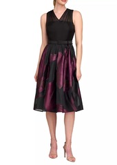 Kay Unger New York Ellis Floral Jacquard Organza Cocktail Dress