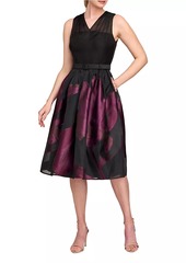 Kay Unger New York Ellis Floral Jacquard Organza Cocktail Dress