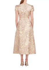 Kay Unger New York Finleigh Metallic Floral Midi-Dress