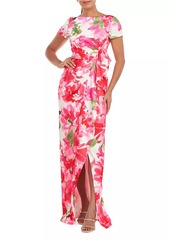 Kay Unger New York Franca Floral-Printed Column Gown