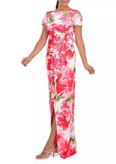 Kay Unger New York Franca Floral-Printed Column Gown