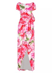 Kay Unger New York Franca Floral-Printed Column Gown