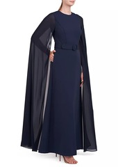 Kay Unger New York Freya Crepe Cape Gown