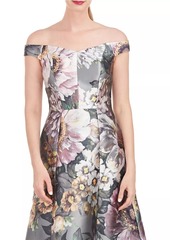Kay Unger New York Garland Floral Off-the-Shoulder Gown