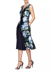 Kay Unger New York Giavanna Floral Mikado Midi-Dress