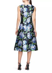 Kay Unger New York Giavanna Floral Mikado Midi-Dress