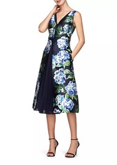 Kay Unger New York Giavanna Floral Mikado Midi-Dress