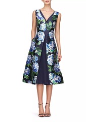 Kay Unger New York Giavanna Floral Mikado Midi-Dress