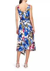 Kay Unger New York Goldie Beaded Floral Stretch Crepe Midi-Dress