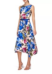 Kay Unger New York Goldie Beaded Floral Stretch Crepe Midi-Dress