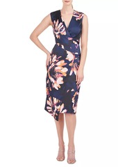 Kay Unger New York Gretel Floral Wrap Midi-Dress