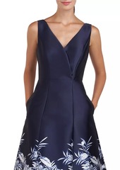 Kay Unger New York Hattie Mikado A-Line Midi-Dress