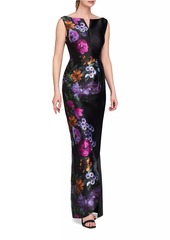 Kay Unger New York Helene Peony Bouquet Column Gown