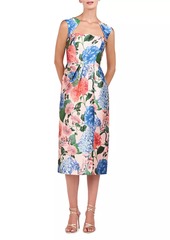 Kay Unger New York Henrietta Floral Mikado Midi-Dress