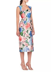 Kay Unger New York Henrietta Floral Mikado Midi-Dress