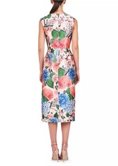 Kay Unger New York Henrietta Floral Mikado Midi-Dress