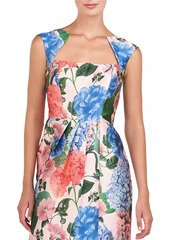 Kay Unger New York Henrietta Floral Mikado Midi-Dress