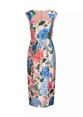 Kay Unger New York Henrietta Floral Mikado Midi-Dress
