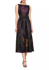 Kay Unger New York Ilsa Floral Jacquard Belted Cocktail Dress