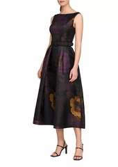 Kay Unger New York Ilsa Floral Jacquard Belted Cocktail Dress