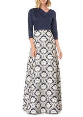 Kay Unger New York Kay Unger Izabella A-Line Evening Gown in Navy Multi at Nordstrom