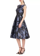 Kay Unger New York Jackie Metallic Floral Midi-Dress