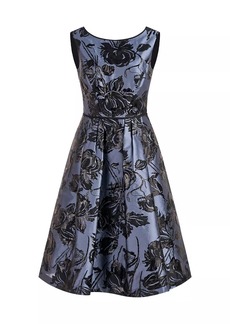 Kay Unger New York Jackie Metallic Floral Midi-Dress
