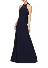 Kay Unger New York Josephina Column Halterneck Gown