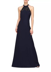 Kay Unger New York Josephina Column Halterneck Gown