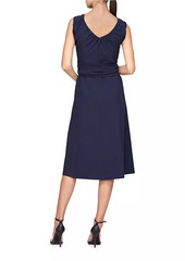 Kay Unger New York Josette Wrap Sash Midi-Dress