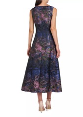 Kay Unger New York June Monet Jacquard Midi-Dress