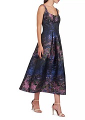 Kay Unger New York June Monet Jacquard Midi-Dress