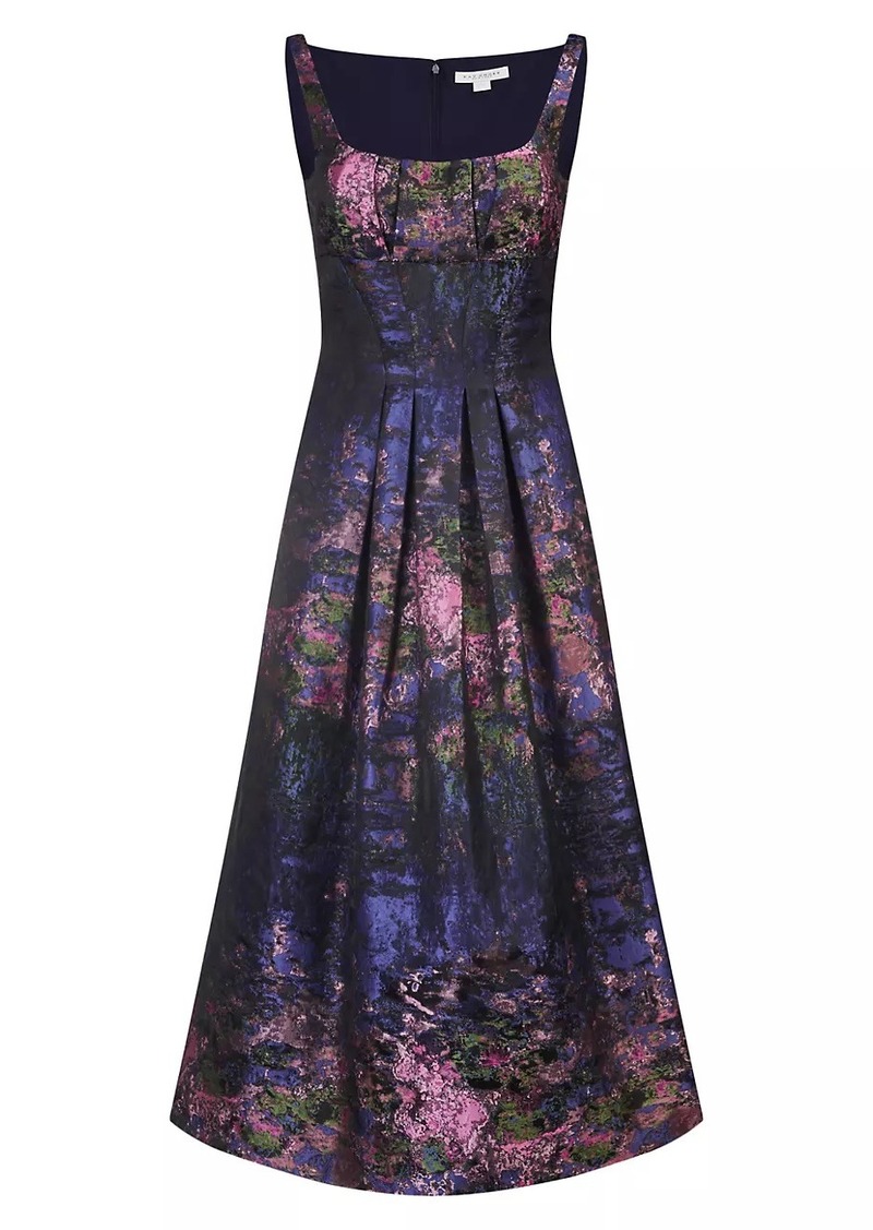 Kay Unger New York June Monet Jacquard Midi-Dress