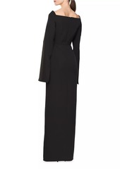 Kay Unger New York Katerina Crepe Split-Sleeve Gown