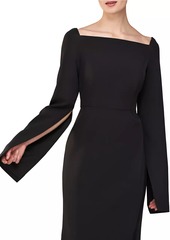 Kay Unger New York Katerina Crepe Split-Sleeve Gown