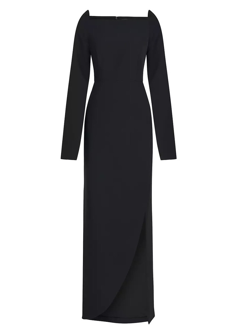 Kay Unger New York Katerina Crepe Split-Sleeve Gown