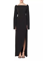 Kay Unger New York Katerina Crepe Split-Sleeve Gown