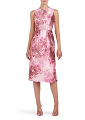 Kay Unger New York Kay Unger Adriana Floral Sleeveless Satin Sheath Dress