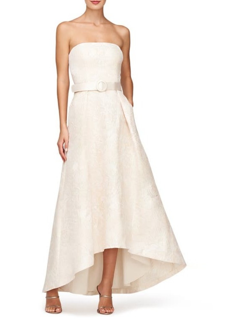 Kay Unger New York Kay Unger Bella Floral Jacquard Belted High-Low Gown