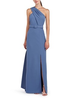 Kay Unger New York Kay Unger Bowie One-Shoulder Belted Gown
