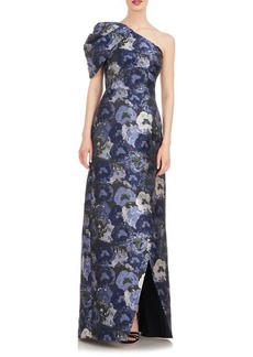 Kay Unger New York Kay Unger Briana Asymmetric Floral Jacquard Gown