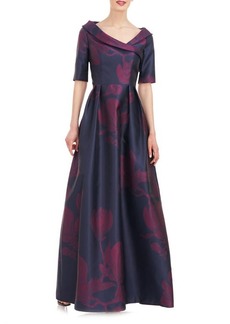 Kay Unger New York Kay Unger Coco Floral Print Gown