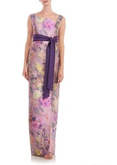 Kay Unger New York Kay Unger Cosette Floral Print Column Gown