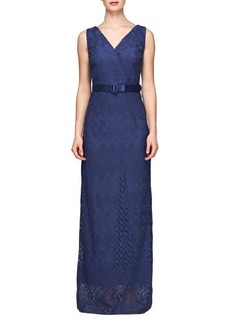 Kay Unger New York Kay Unger Hendrix Sleeveless Lace Column Gown