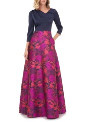 Kay Unger New York Kay Unger Izabella A-Line Evening Gown in Fucshia Multi at Nordstrom