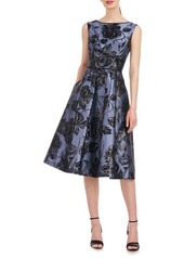 Kay Unger New York Kay Unger Jackie Floral Jacquard Sleeveless Midi Dress