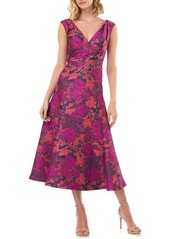 Kay Unger New York Kay Unger Jacquard Cocktail Dress in Fuchsia Multi at Nordstrom
