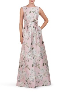 Kay Unger New York Kay Unger Liliana Metallic Floral Sleeveless Gown