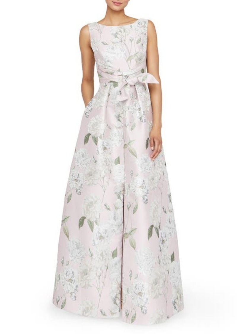 Kay Unger New York Kay Unger Liliana Metallic Floral Sleeveless Gown